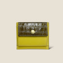 [Croco pattern x French calf] <br>Mini -snap wallet<br>color: Khaki x lemon