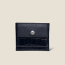 [French Calf x Croco Pattern] <br>Mini -snap wallet<br>Color: Navy x Navy