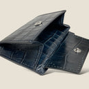 [French Calf x Croco Pattern] <br>Mini -snap wallet<br>Color: Navy x Navy