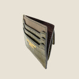 [French calf x crocodile pattern] <br>mini snap wallet<br>color: taupe x khaki