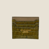 [French calf x crocodile pattern] <br>mini snap wallet<br>color: taupe x khaki