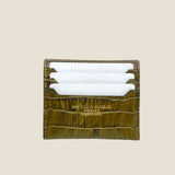 [French calf x crocodile pattern] <br>mini snap wallet<br>color: taupe x khaki