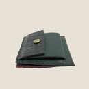 [Croco pattern x French calf] <br>Mini -snap wallet<br>color: Black x dark green