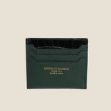 [Croc pattern x French calf] <br>mini snap wallet<br>color: black x dark green
