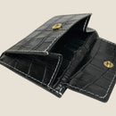 [French Calf x Croco Pattern] <br>Mini -snap wallet<br>color: Gene Blue x Black