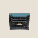 [French Calf x Croco Pattern] <br>Mini -snap wallet<br>color: Gene Blue x Black