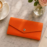 [French calf] <br>flap long wallet<br>color: orange