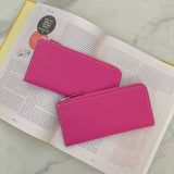 [French calf] <br>L zip long wallet<br>color: magenta pink