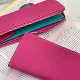 [French calf] <br>L zip long wallet<br>color: magenta pink
