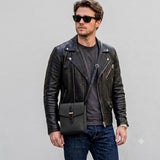 [Shrink leather x croco pattern leather]<br>voyage shoulder<br>color: black