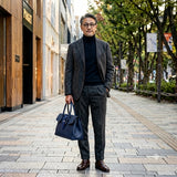 [Taurillon Lagoon x Crocodile]<br>Voyage M bag<br>color: navy