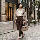 [シュリンクレザー×クロコパターンレザー]<br>ヴォヤージュMバッグ<br>color：トープ