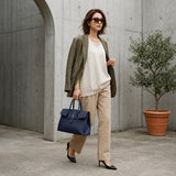 [Taurillon Lagoon x Crocodile]<br>Voyage M bag<br>color: navy