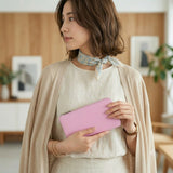 [French calf] <br>L zip long wallet<br>color: mauve pink
