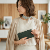 [フレンチカーフ] <br>Lジップロングウォレット<br>color：ダークグリーン