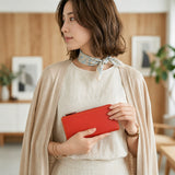 [French calf] <br>L zip long wallet<br>color: orange