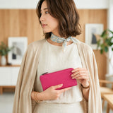 [French calf] <br>L zip long wallet<br>color: magenta pink