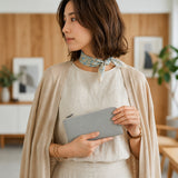 [French calf] <br>L zip long wallet<br>color: ice gray