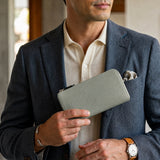 [French calf] <br>L zip long wallet<br>color: ice gray