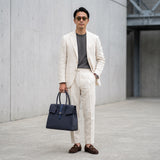 [Taurillon Lagoon x Crocodile]<br>Voyage L bag<br>color: navy