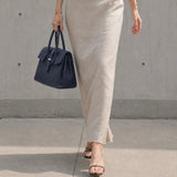 [Taurillon Lagoon x Crocodile]<br>Voyage M bag<br>color: navy
