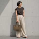 [フレンチカーフ] <br>マチトートバッグ<br>color：トープ