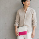 [French calf] <br>Combination clutch bag<br>color: White x pink