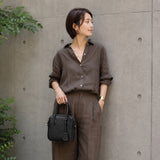 [Shrink leather]<br>postman mini shoulder<br>color: black