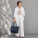 [シュリンクレザー]<br>トゥティトートバッグ<br>color：ネイビー