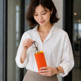 [French calf] <br>glasses case<br>color: orange