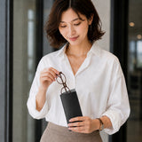 [French calf] <br>glasses case<br>color: black
