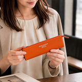 [French calf]<br>zipper pencil case<br>color: orange
