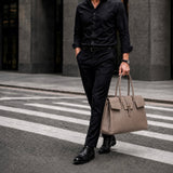 [Taurillon Lagoon x Crocodile]<br>Voyage L bag<br>color: taupe x taupe