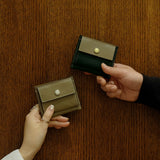 [French calf] <br>mini snap wallet<br>color: taupe