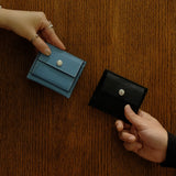 [French calf] <br>mini snap wallet<br>color: Jean blue