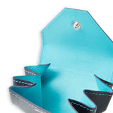 [French calf] <br>snap coin case<br>Color: Navy x Turquoise stitch<br>[Made to order]