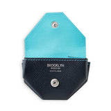 [French calf] <br>snap coin case<br>Color: Navy x Turquoise stitch<br>[Made to order]