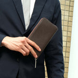 [French calf] <br>Round zip long <Standard><br>color: dark brown<br>[Made to order]