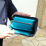 [French calf] <br>Round zip long <Standard><br>color: navy