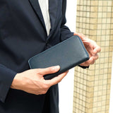 [French calf] <br>Round zip long <Standard><br>color: navy
