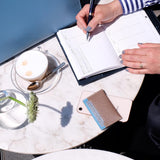 [French calf] <br>compact card case<br>Color: Taupe x Jean Blue