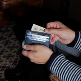 [French calf] <br>mini snap wallet<br>color: navy