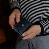 [French calf] <br>mini snap wallet<br>color: navy