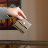 [French calf] <br>mini snap wallet<br>color: taupe