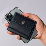 [French calf] <br>mini snap wallet<br>color: navy