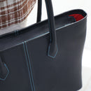 [フレンチカーフ] <br>ロワイヤルMトートバッグ<br>color：ネイビー×ターコイズステッチ×内装レッド<br>【７月下旬入荷予定】