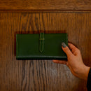 [Yamato] <br>Long wallet with belt<br>Color: Tartan Green x Red<br>[Made to order]