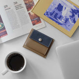 [French calf] <br>mini snap wallet<br>color: navy x taupe