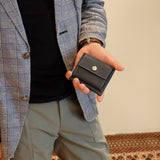 [French calf] <br>mini snap wallet<br>color: navy