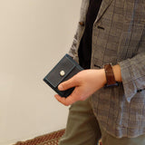 [French calf] <br>mini snap wallet<br>color: navy